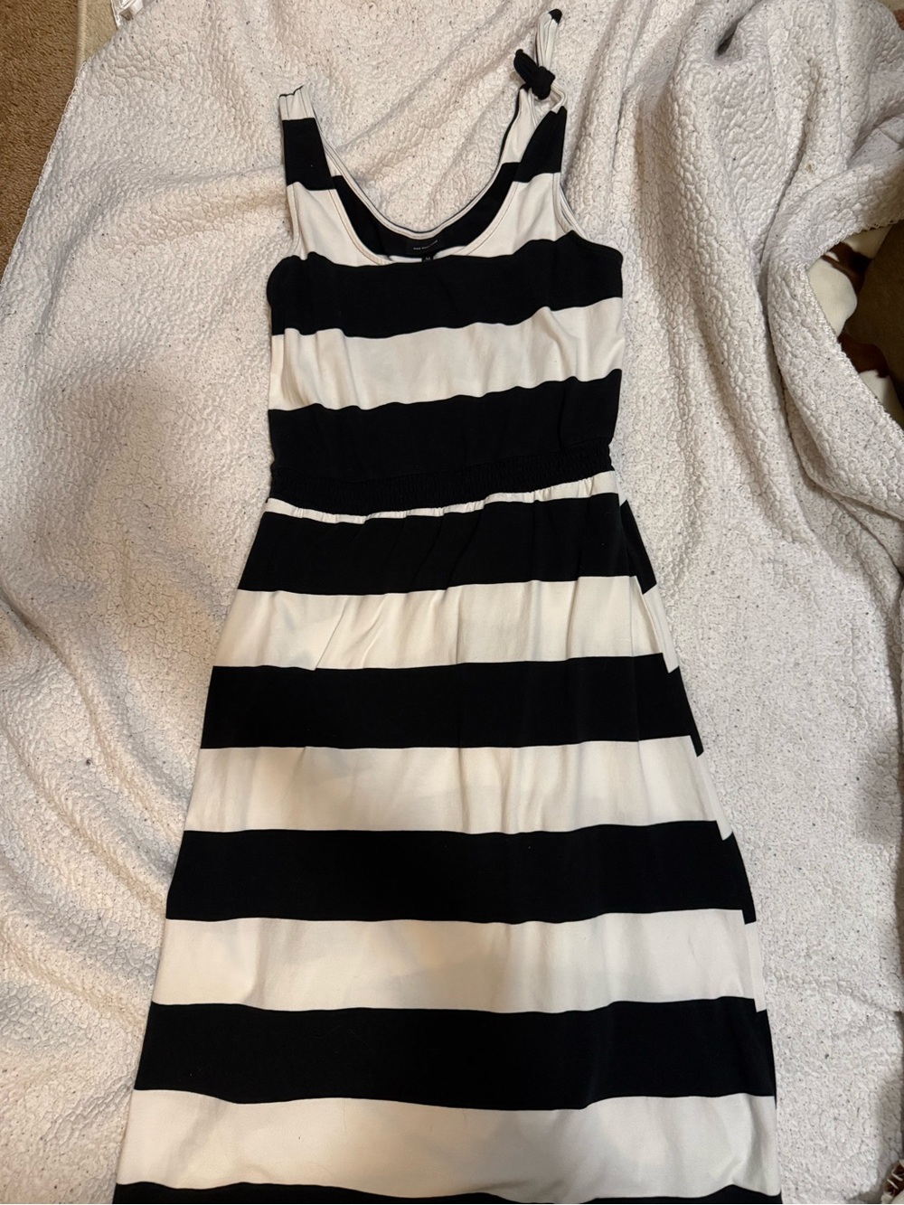 Black and white striped dress